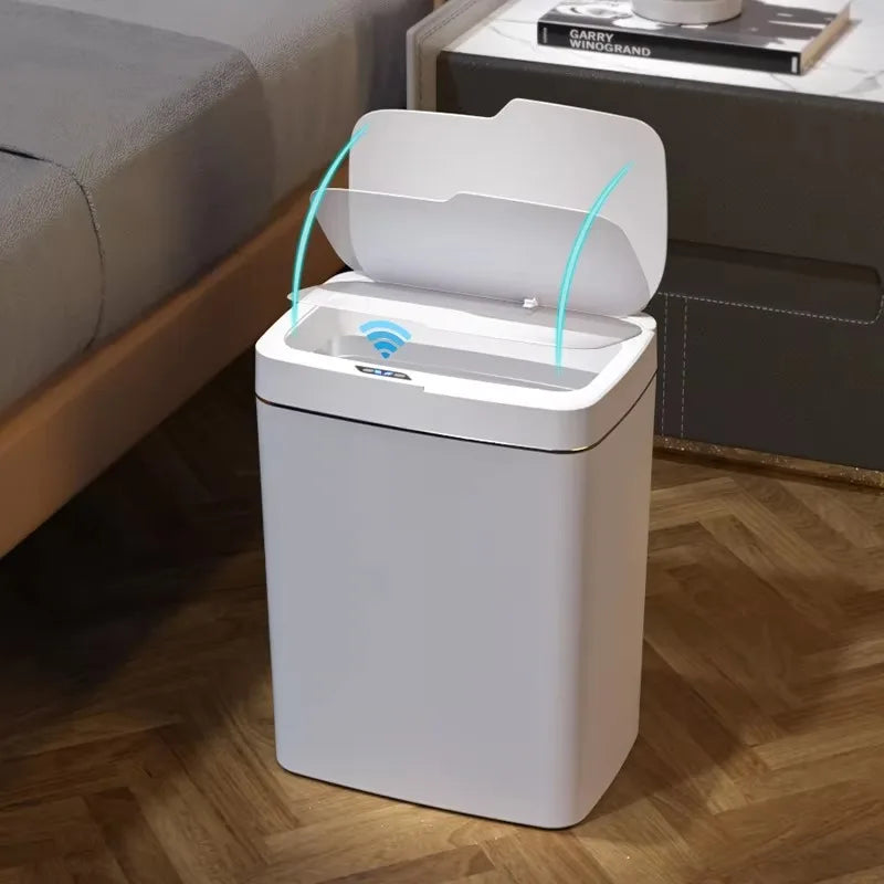 15L Smart Sensor Trash Can Garbage Bucket Waterproof Narrow Seam Automatic Trash Bin Wastebasket for Kitchen Toilet Bedroom