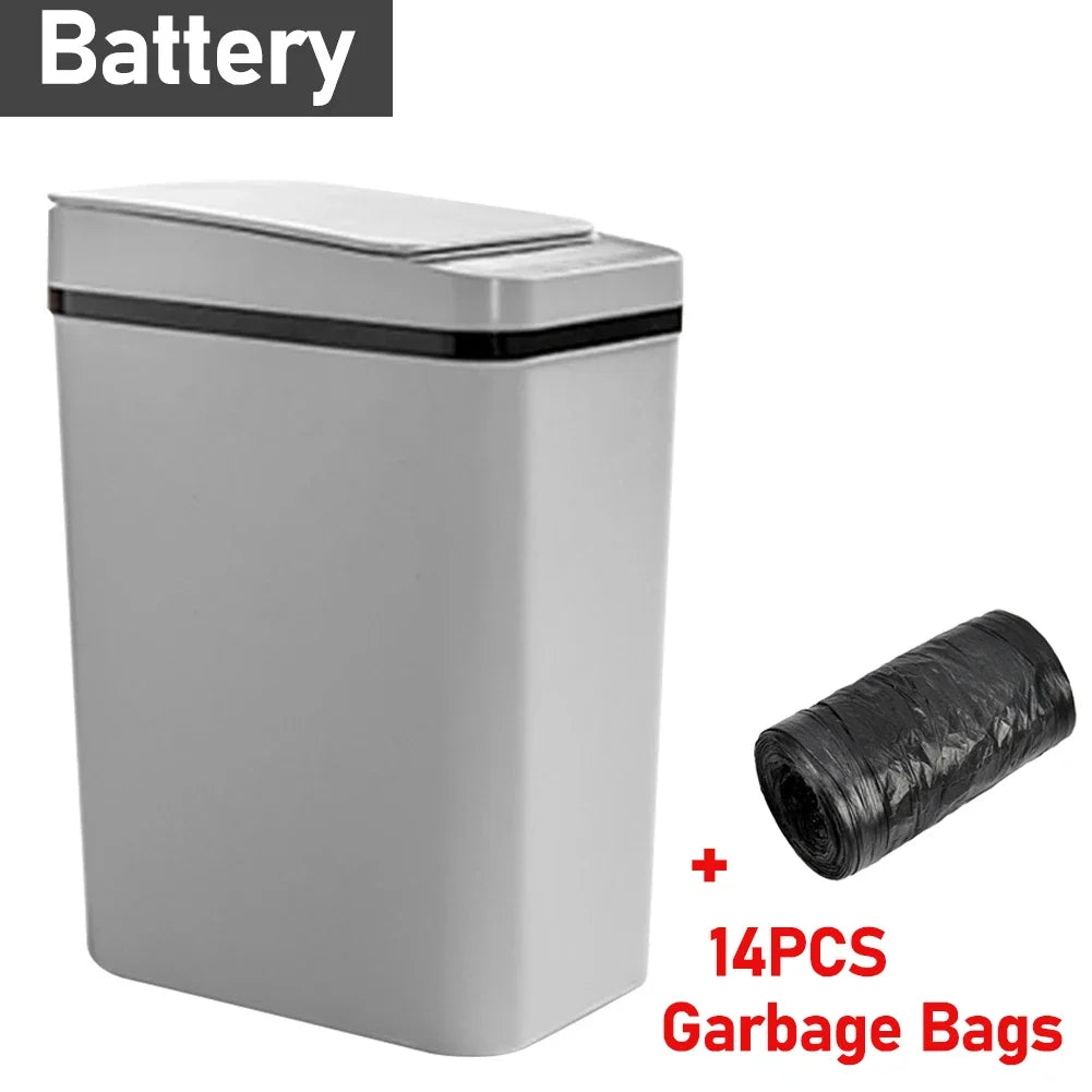 12L Smart Trash Can Automatic Touchless Garbage Can Kitchen Bedroom Trash Bin Toilet Smart Garbage Bucket Space-Saving Waterproo