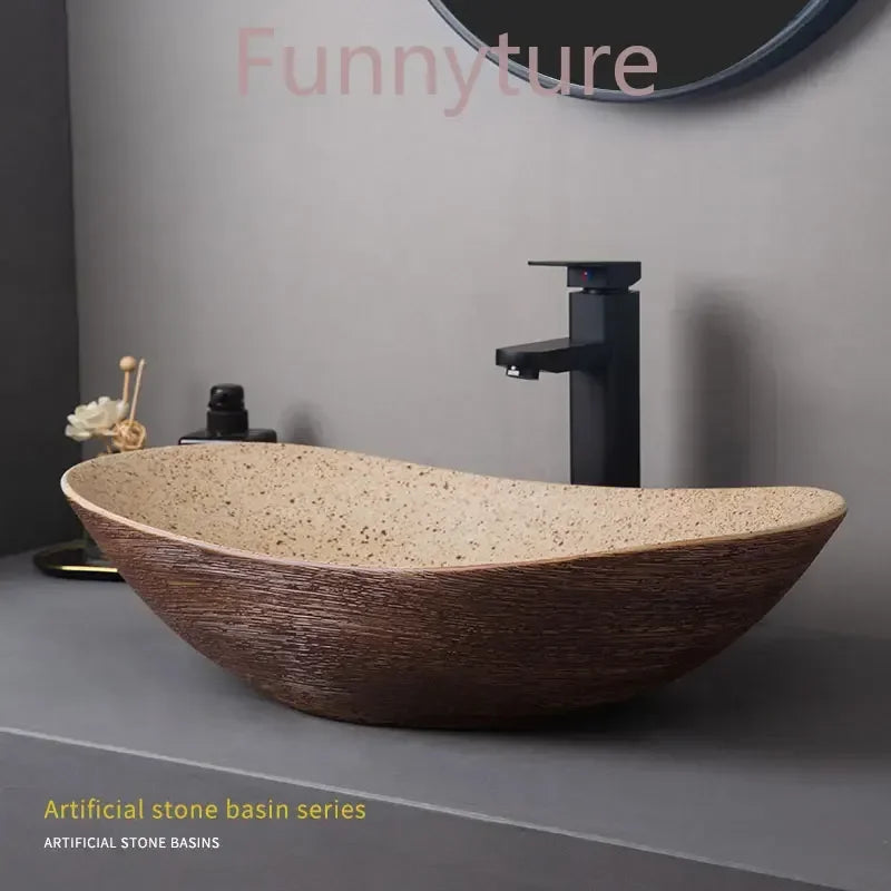 Medieval style platform basin ceramic art bathroom washing creative washbasin household washsink single