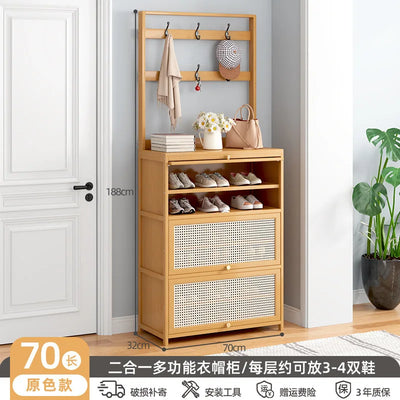 Multifunctional Shoe Rack Breathable Hanging Storage Shoe Cabinet Hallway Living Room Flip Door Rattan Shoe Organizer Cabinet