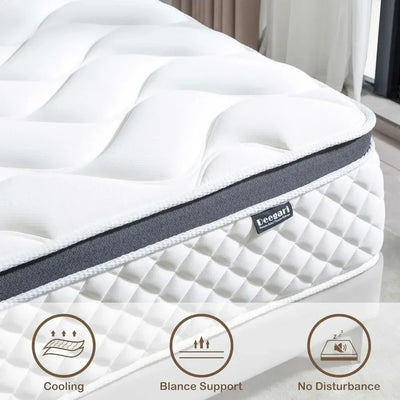 Queen Size Mattresses, 12 Inch,Gel Memory Foam Individual Pocket Spring for Motion Isolation, Medium Firm Feel, Mattresses