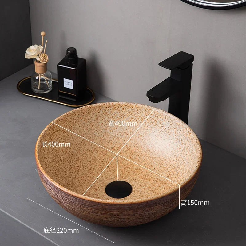 Medieval style platform basin ceramic art bathroom washing creative washbasin household washsink single