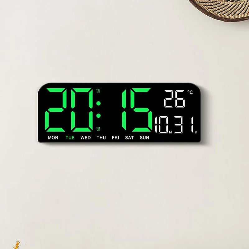 Large LED Digital Wall Clock Temperature Date Week Display Countdown Table Clock Brightness Adjustment Two Alarm 12/24h Clock