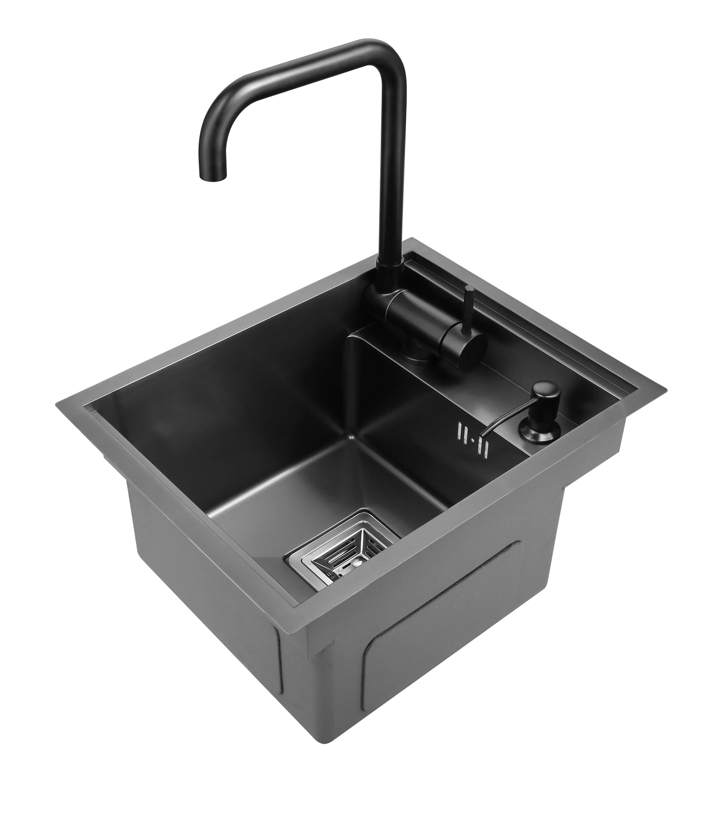 Black Hidden Kitchen Sink Bowl Bar Stainless Steel Balcony Sink Concealed Black Kitchen Sink Bar  with Clean Water Tap