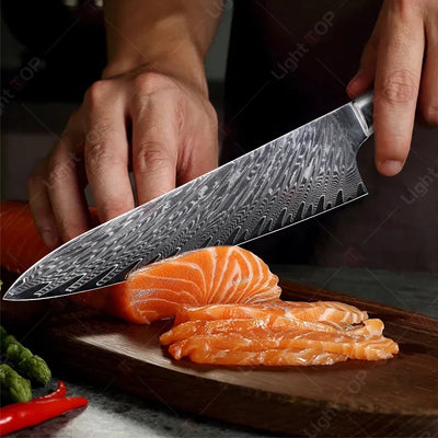 Universal Chef's Knife Damascus Steel Japanese Cooking Cutting Knife Multi-purpose Kitchen Knives Meat Cleaver Vegetables Cutter