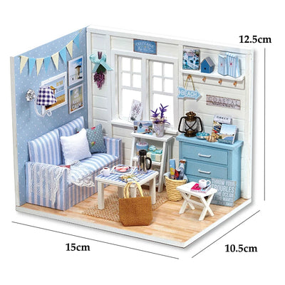 Kitten Mini Doll House 3D Puzzle Assembly Model Building Kit Creative Room Bedroom Decoration With Furniture Wooden Crafts Gifts