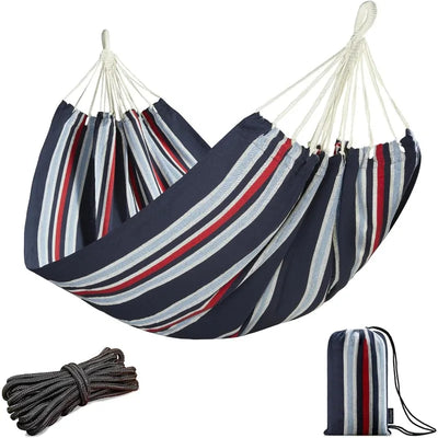 Boho Macrame Double Hammock with Hanging Ropes & Elegant Tassels 86.6x59 Portable Cotton Hammock for Patio Backyard Porch