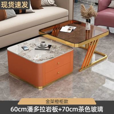 Gold Luxury Nordic Coffee Tables Living Room Square Modern Coffee Tables Storage Design Mesa De Centro De Sala Home Furniture