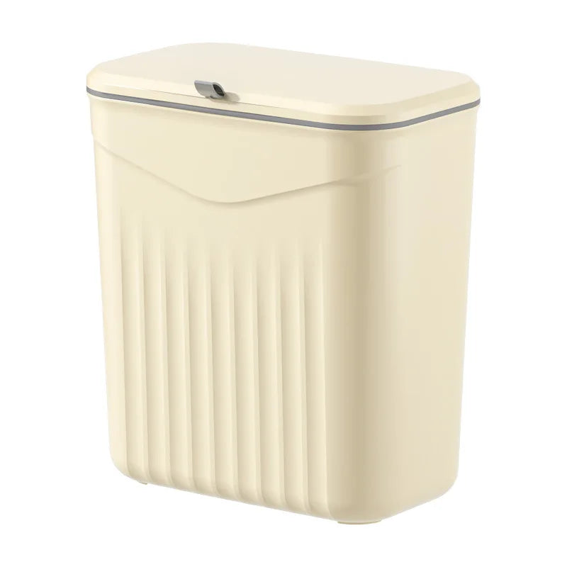 Effortless Cleanup Space-Saving White Wall-Mounted Trash Bin for Kitchen - Durable Plastic, Multi-Functional Garbage Storage