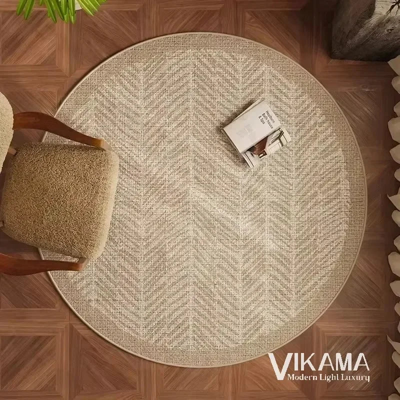 VIKAMA Round Simple Light Luxury Upgraded Material Living Room Bedroom Kitchen Bathroom Thickened Floor Mats Rug Carpet