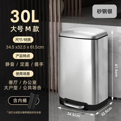 50 liter ultra large capacity stainless steel trash can, pedal style kitchen dedicated high-end household use