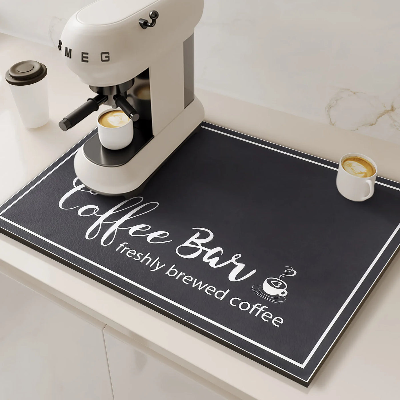 Retro Coffee Maker Mat Kitchen Drain Pad Non-slip Dish Drying Mats Quick Dry Tableware Faucet Placemat Dinnerware Washable