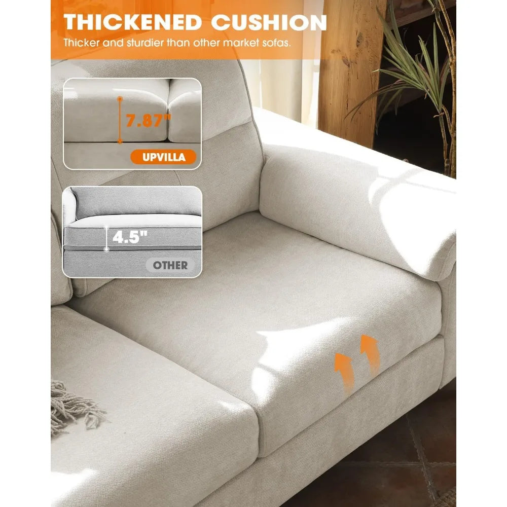 71.25" Modern Sofa Bed for Living Room, Deep Seating Sofa with 8" Cushions, Removable Cover, High Leg (Beige)