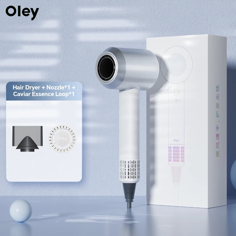 Oley High-speed Hair Dryer 900W Lightweight Powerful Brushless Motor Low Noise Quick Dryer Negative Ionic Blow Dryer