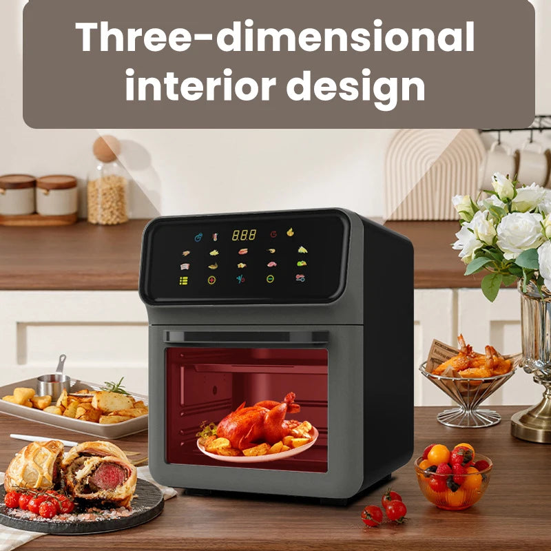 【Promotional Price】Electric Oven Household Air Fryer Multifunction Touch Control 3 Layer Kitchen Baking Machine Deep Fryer