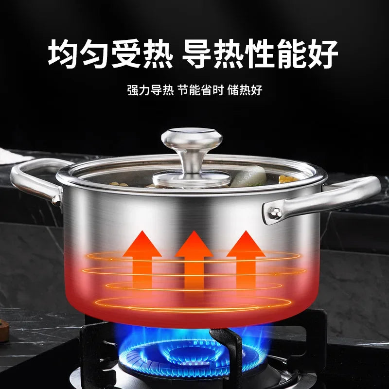 MOEYE Soup Pot 316 Stainless Steel  5-layer Thickening With Lid Electeic Induction Soup Pot