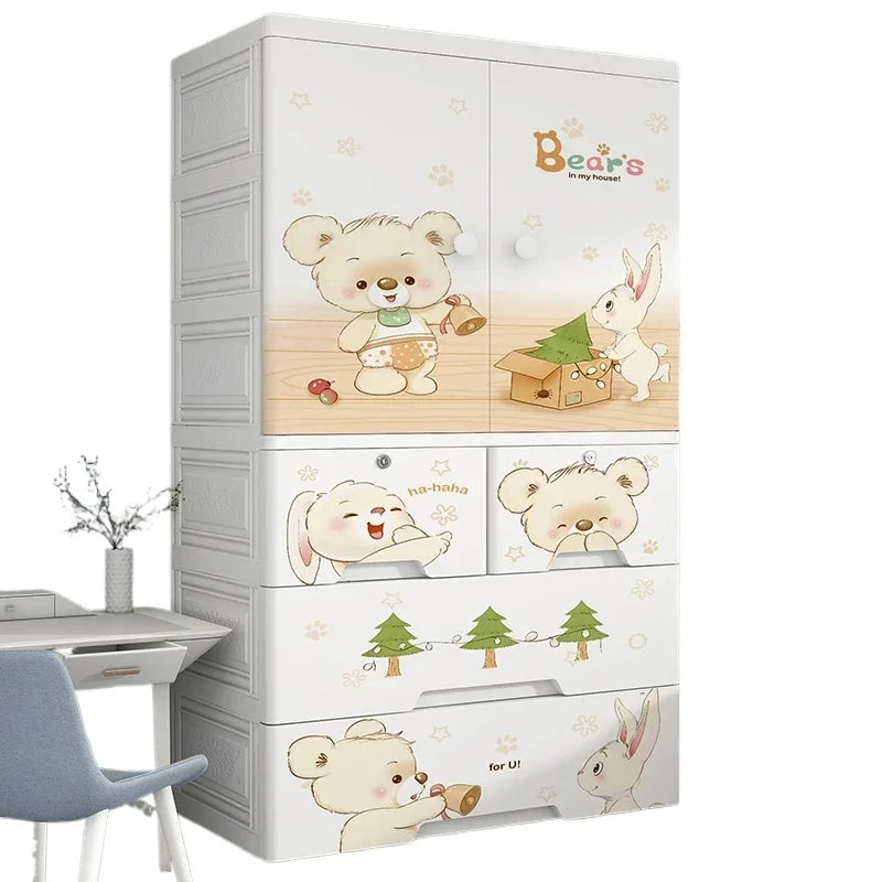 Baby Wardrobe Children's Storage Cabinet Extra-large WidenedThickened Clothes Storage Cabinet Plastic Home Wardrobe 70cm Wide