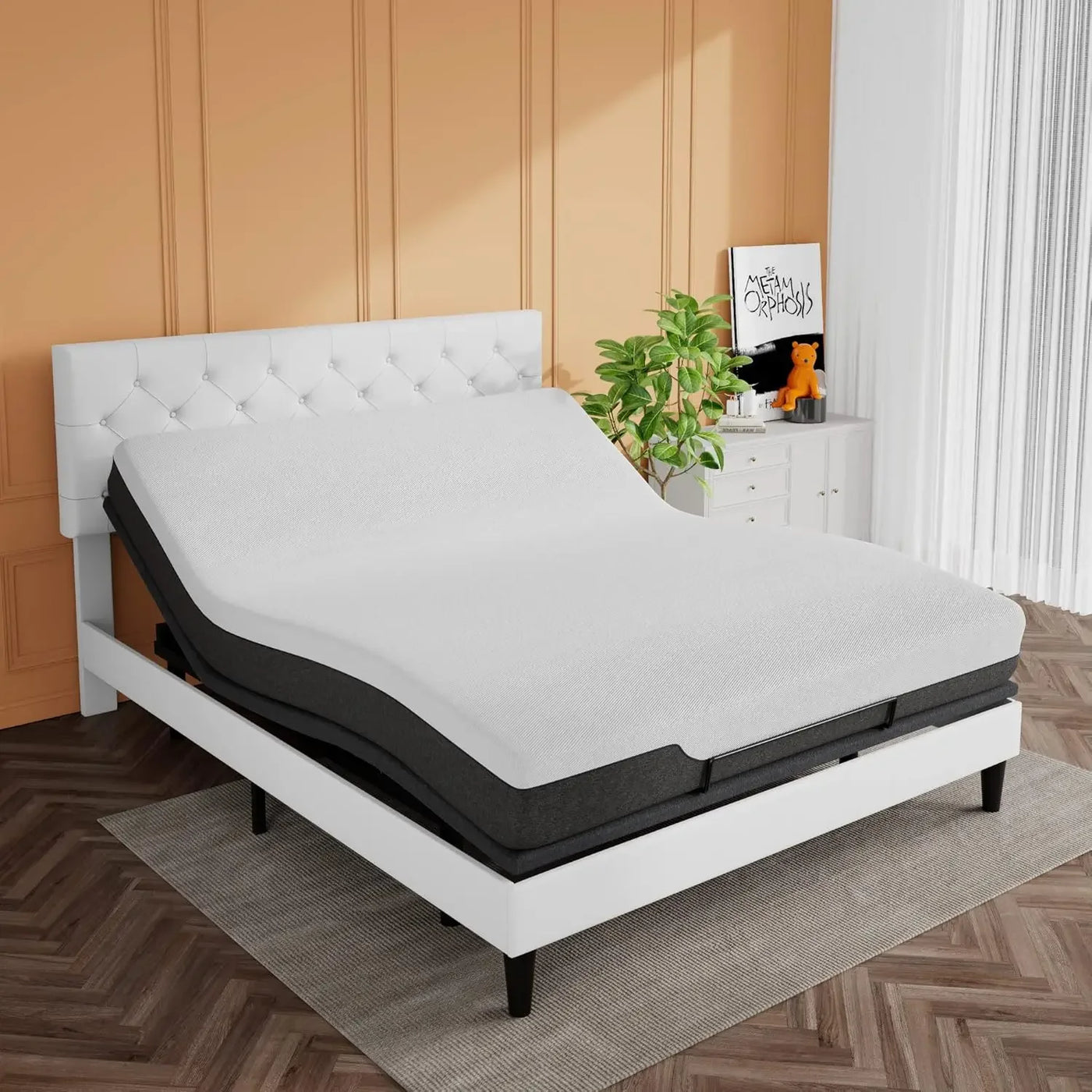 Electric Adjustable Bed Base, Ergonomic Basic King Size Bed Frame with Upgraded Motors and Wireless Remote Control, I