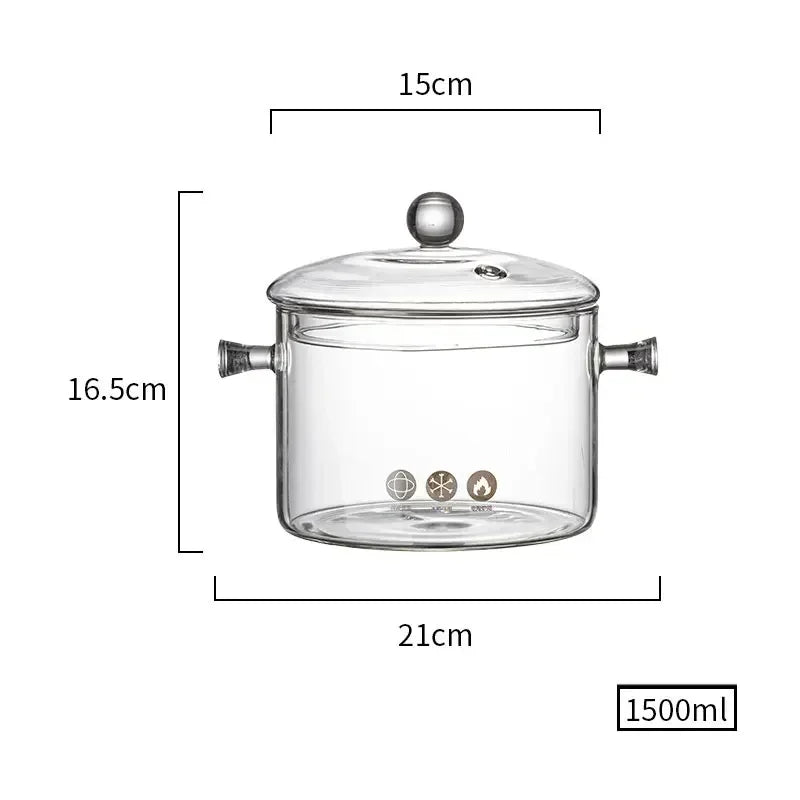 Heat-Resistant Glass Soup Pot Transparent Soup And Stock Pot Household Glass Bowl Kitchen Utensils Gas Stove Induction