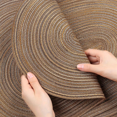 1/4/6PCS 30x50cm Big Placemats Oval Braided Brown Table Place Mats for Round Dining Tables Round Place Mat Round Table Mats 식탁매트