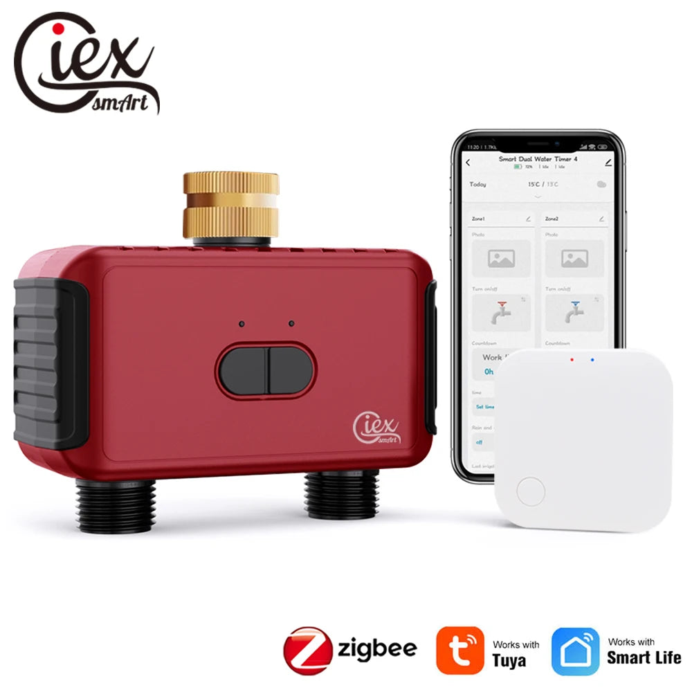 WIFI ZIGBEE Smart 2 Zone Watering Timer Garden Automatic Irrigation System Drip Sprinkler Controller Valve Smart Life Tuya