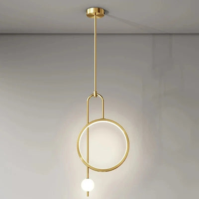 Gold Ring Pendant Light Modern Glass Ball Led Hanging Lamp Bedroom Bedside Minimalist Living Room Home Decor Ceiling Chandelier