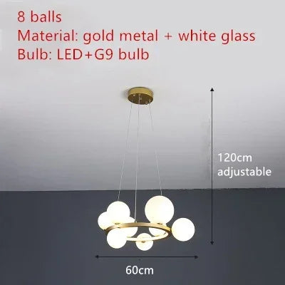 Home Indoor LED Glass Chandeliers G9 Pendand Hanging Lighting Fixture Living Room Restaurant Pendant Lamps Black Gold Suspension