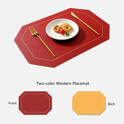 Pure Color Double-Layer Square Leather Placemat Nordic Ins Western Placemat Oil-Proof Table Mat PVC Plate Mat