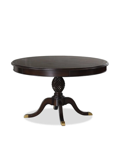 Solid wood dining table retro old carved small round table small apartment dining table for six people