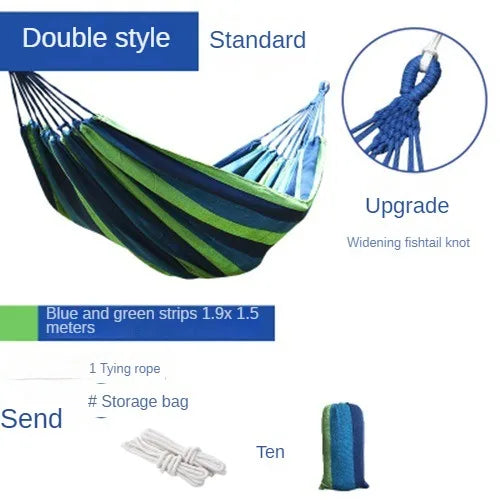 NewOutdoor Indoor Canvas Single Hammock Outdoor Camping Indoor Childrens Swing Thickened Striped HammockMulti Functional Hammock