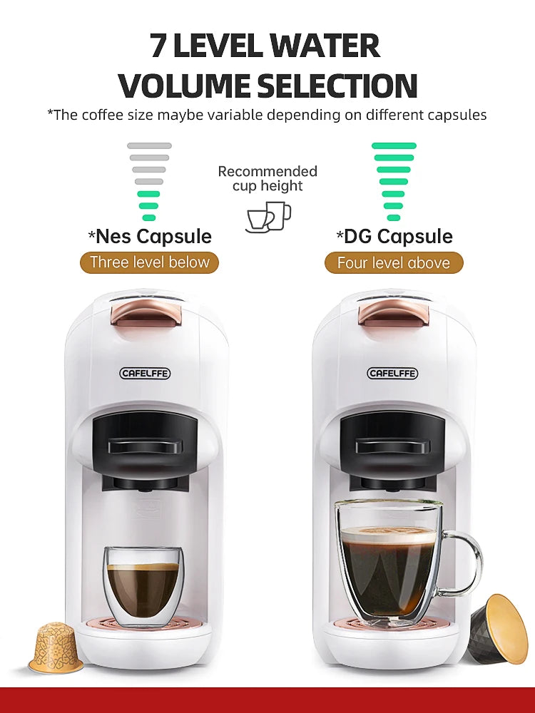 Cafelffe 5 in 1 Capsule Coffee Machine Fit Dolce gusto Nespresso Capsule ESE Pod Ground Coffee K-cup 19Bar Hot/Cold,gift-giving