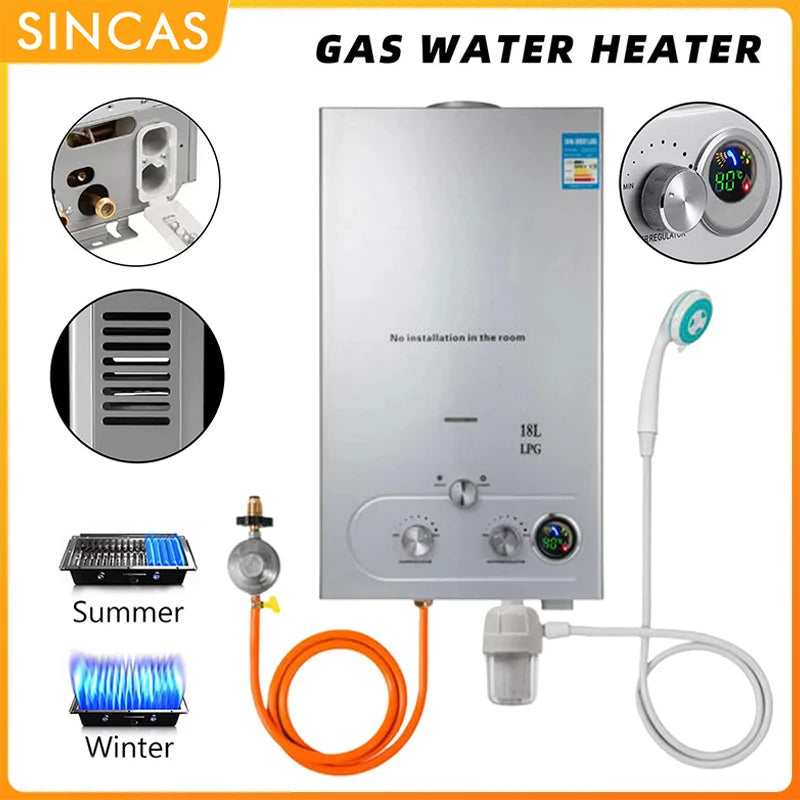 Propane Gas Tankless Hot Water Heater 8/10/12/16/18L LPG/Nature Gas Domestic Instant Tankless Propane Tankless Gas Water Heater