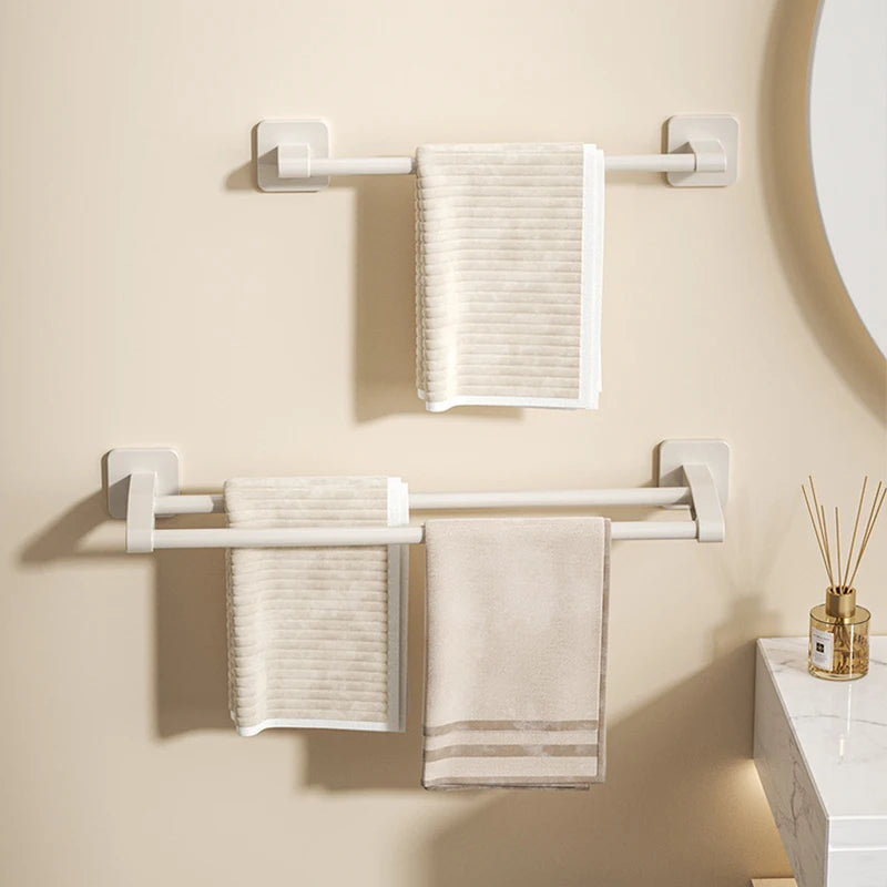 Self-adhesive Home Bathroom Towel Rack Without Drilling Wall Mounted Towel Holder Kitchen Bathroom Storage Rack Shelf