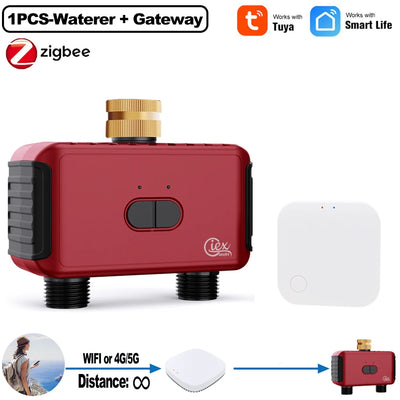 WIFI ZIGBEE Smart 2 Zone Watering Timer Garden Automatic Irrigation System Drip Sprinkler Controller Valve Smart Life Tuya