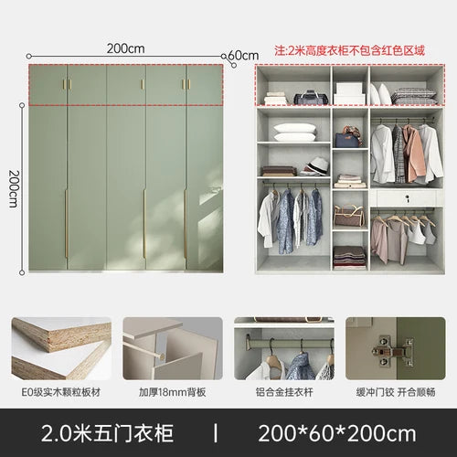 Green Wooden Wardrobe Storage Hanging Large Portable Organizer Wardrobe Bedroom Multifunction Kleiderschrank Room Furniture