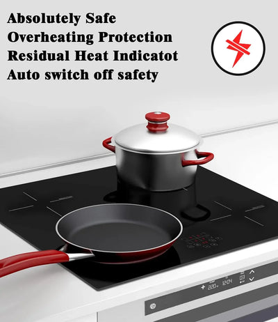 24 Inch Induction Cooktop 4 Burner Electric Cooktop, Drop-in Induction Burner with Timer and Child Lock, Pause Function