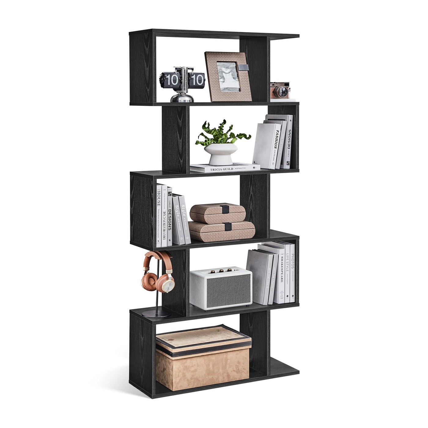 VASAGLE Bookshelf, 5-Tier Bookcase, Tall Display Shelf, Freestanding Storage Shelf, Room Divider, for Home Office, Living Room