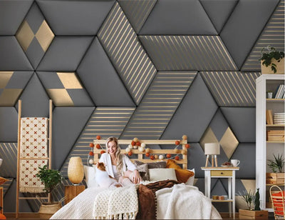 Custom Mural Nordic Hand Painted Abstract Geometric Square 3d Wallpaper Living Room TV Background papel de parede