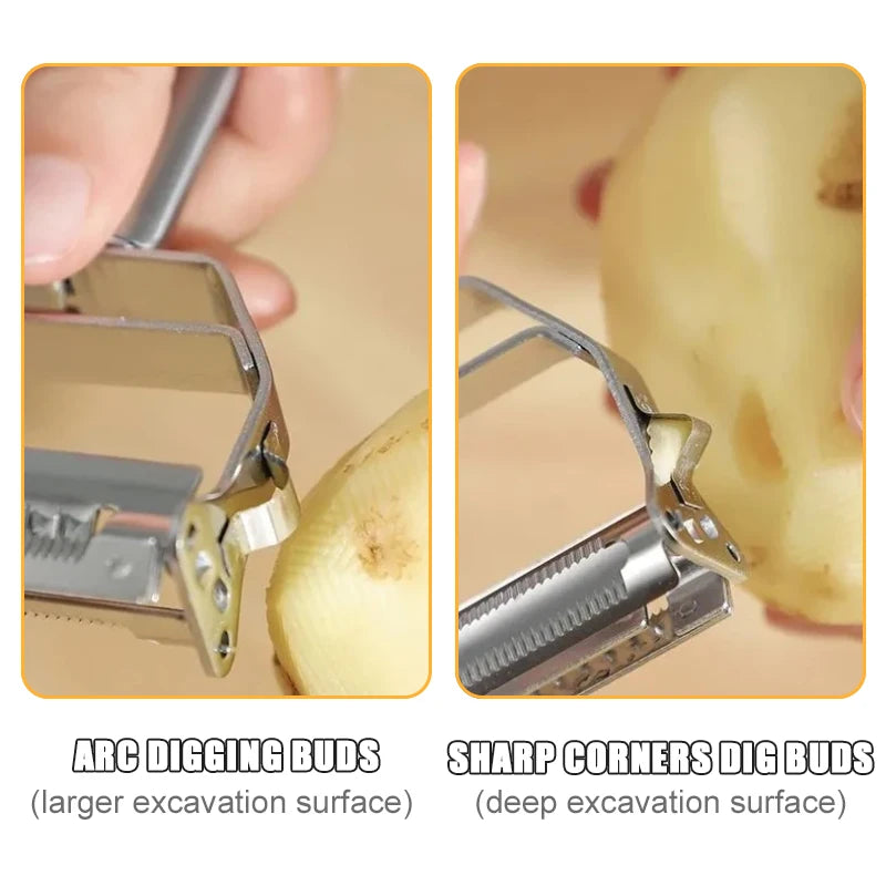 2/4 In 1 Rotary Peeler Multiple-Function Vegetable Fruit Potato Peeler Stainless Steel Peeler Home Kitchen Article Durable