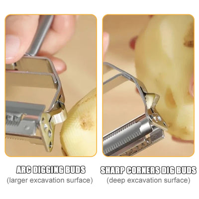 2/4 In 1 Rotary Peeler Multiple-Function Vegetable Fruit Potato Peeler Stainless Steel Peeler Home Kitchen Article Durable