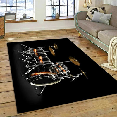 Drum Kit Carpet for Living Room Bedroom Decoration Music Instruments Area Rugs Non-slip Home Lounge Floor Mat Kitchen Doormat