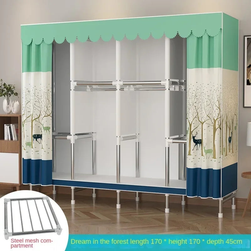 Simple Steel Frame Wardrobe  Easy Assembly, NonWoven Fabric Closet, Durable Storage Solution, Bedroom Organization