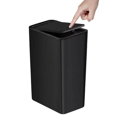 Trash Can with Lid Bathroom Kitchen Bedroom Living Room Plastic Trash Bin Space Saving Small Press Gap Garbage Bin Home Supplies