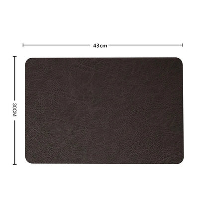 1pcs Light Luxury Solid Leather Placemat Coffee Brown PU Table Mat Waterproof Oilproof Heat-Insulated Plate Bowl Pad Table Decor