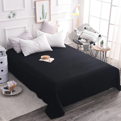 100% Pure Cotton Black Flat Sheet 1pc High Quality Solid Color Soft And Comfortable Bed Sheet постельное белье (No Pillowcase）