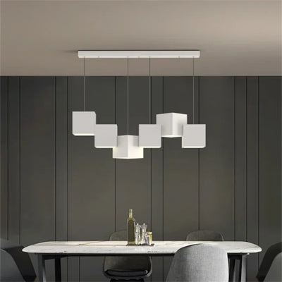 Geometric Pendant Light Is Used For Dining Room Bedroom Living Kitchen Table Black White Dimmable Remote Control Home Decoration