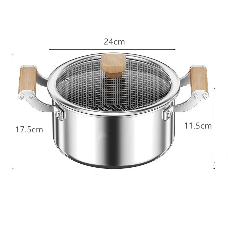 316 Stainless Steel Soup Pot Honeycomb Non-stick Pot with lid Household Hot Pot Induction Cooker Gas Stove Universal Frying Pan