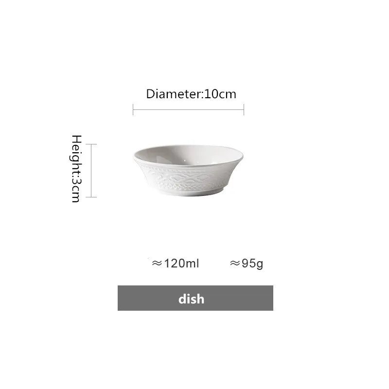 White Ceramic Plate Steak Food Plate  Bowl Ins Dinner Dish Porcelain Tableware For Family Hotel