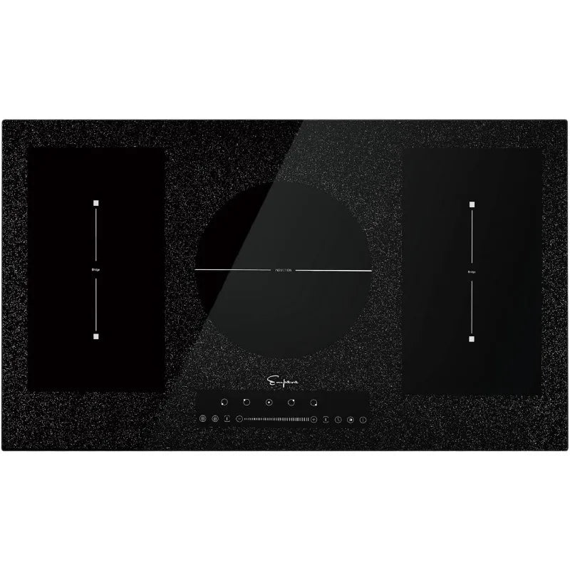 Empava 36 in Electric Stove Induction Cooktop with 5 Booster Burners Including 2 Flexi Bridge Element Smooth Surface in Black