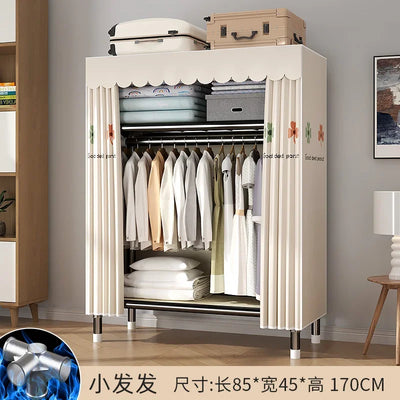 Durable Alloy Steel Wardrobe  HighCapacity Closet with Polyester Taffeta, Easy Clean Bedroom Storage, Clothing Organizer